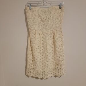 Jun And Ivy Dress Size Medium M Mini‎ Dress Off White Floral Lace Strapless